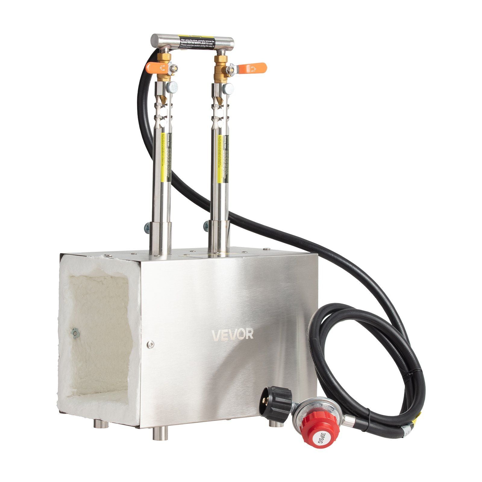 Portable Propane Forge, 2 Burners, 2600℉ Tool and Knife Making Blacksmithing Farrier Forge, Large Capacity Square Shape, Stainless Steel Gas Forging Tools and Equipment, Use for Metal Forging