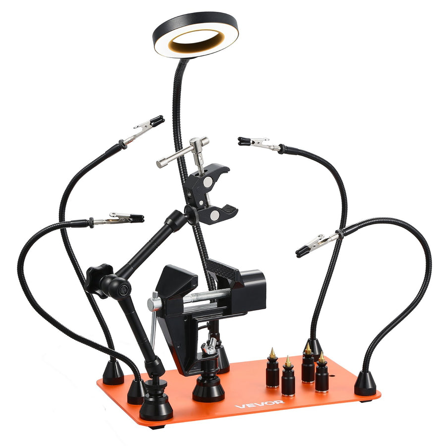 VEVOR Magnetic Helping Hands Soldering Station Vice Magnifying Lamp 4 PCB Holder