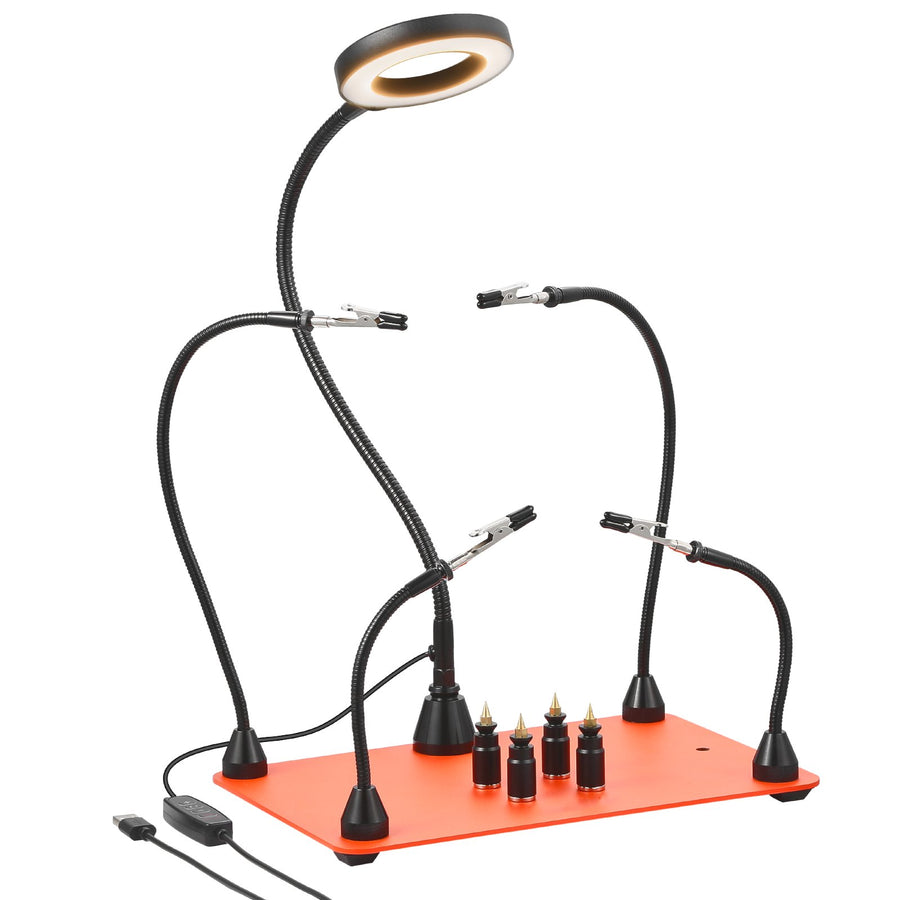 VEVOR Magnetic Helping Hands Soldering Station 3X LED Magnifying Lamp 4 PCB Holders
