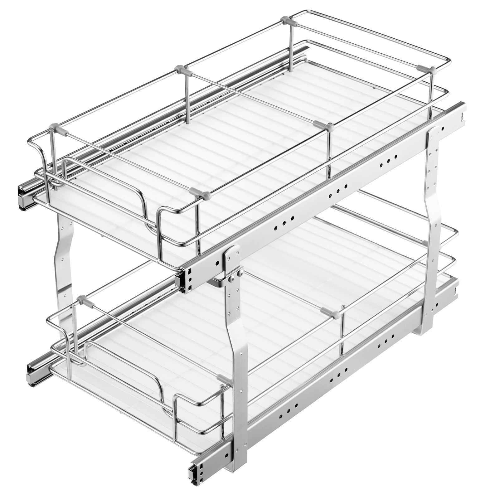 12"Wx21"Dx15"H Pull Out Cabinet Organizer, Heavy Duty Slide Out Pantry Shelves, Steel Roll Out Drawers, Sliding Drawer Storage for Home Under Sink, 13.5"Wx22"Dx18"H Install Size for Cabinet