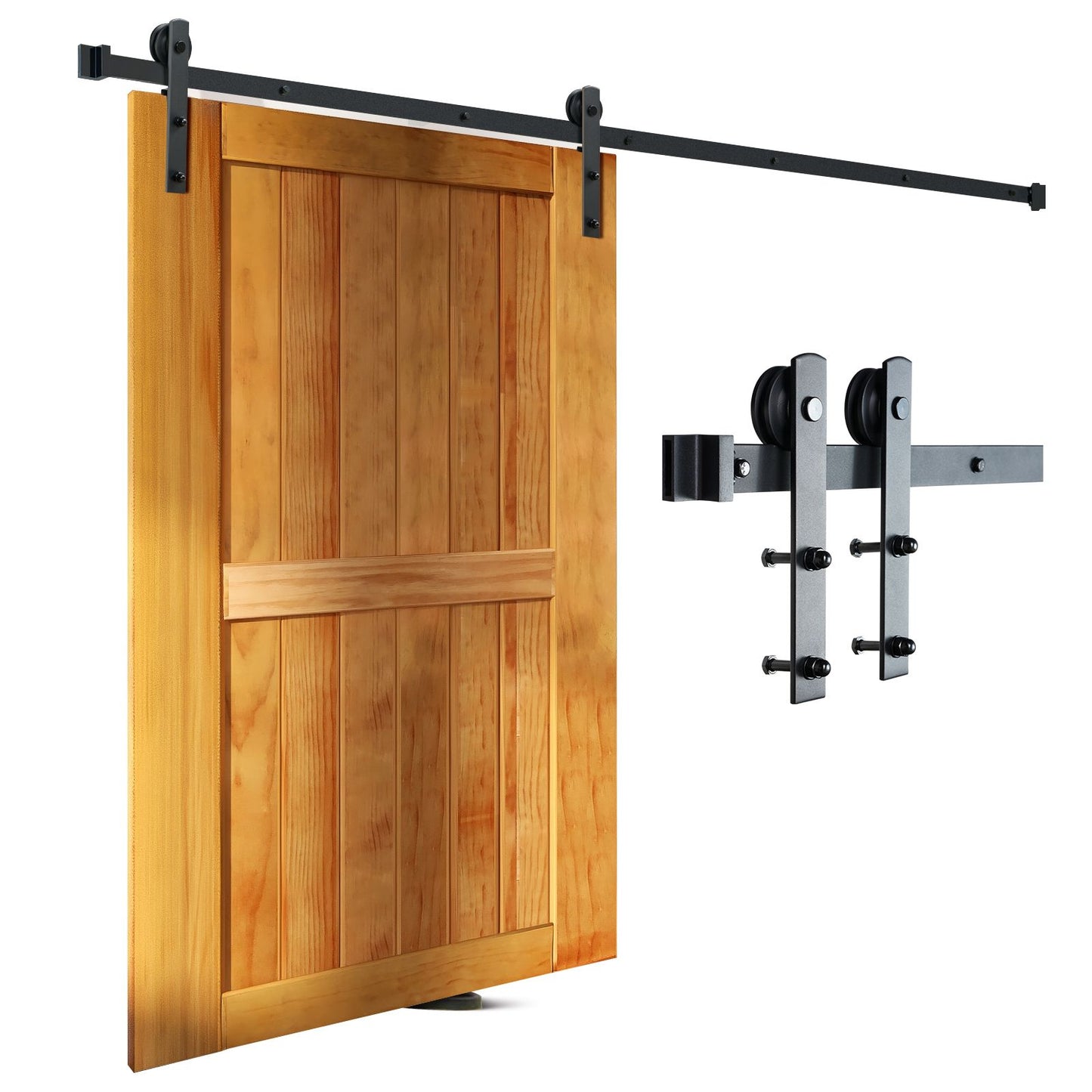 8FT Sliding Barn Door Hardware Closet Track Kit for Single Door I Hanger