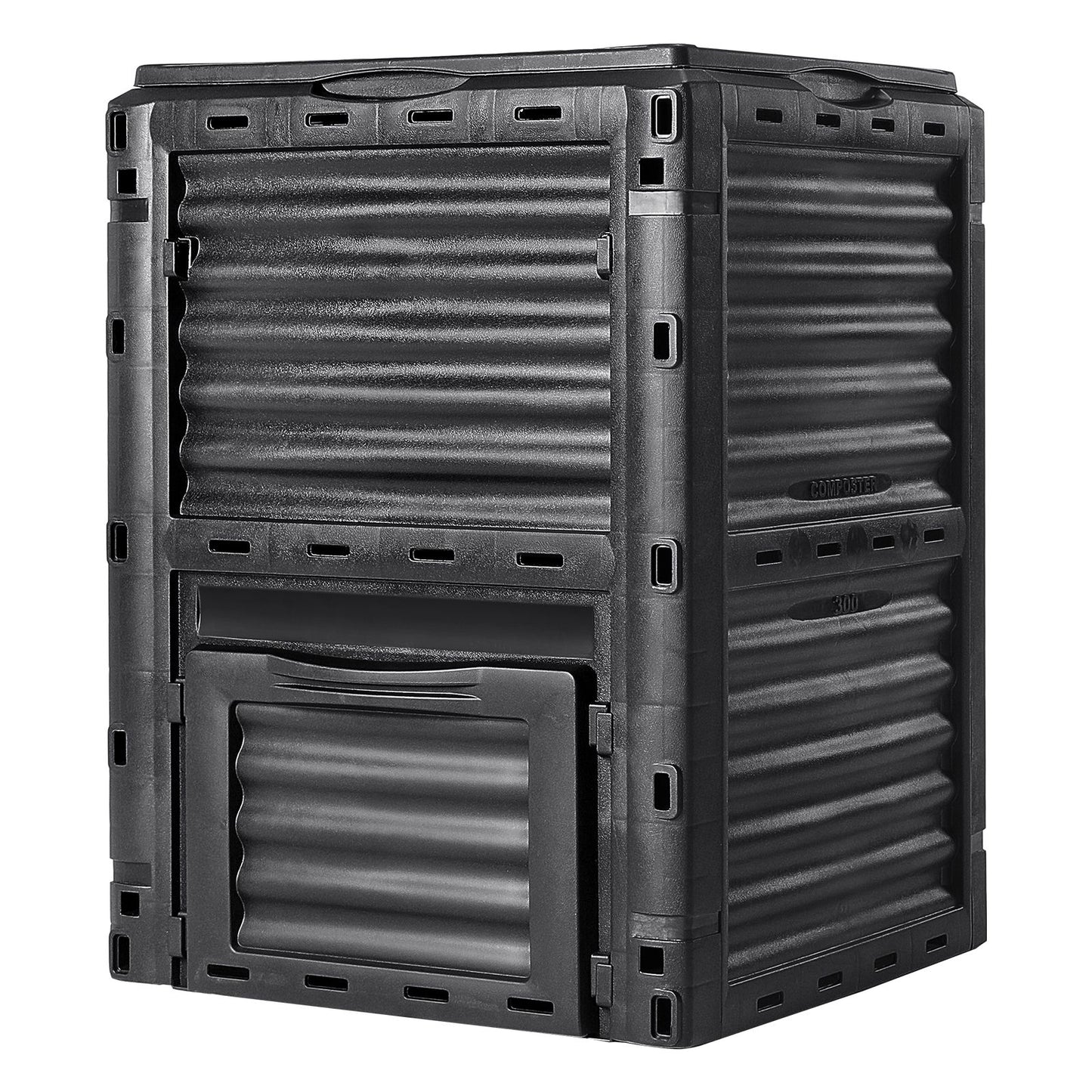 Garden Compost Bin 300 L, BPA Free Composter, Large Capacity Outdoor Composting Bin with Top Lid and Bottom Door, Easy Assembling, Lightweight, Fast Creation of Fertile Soil