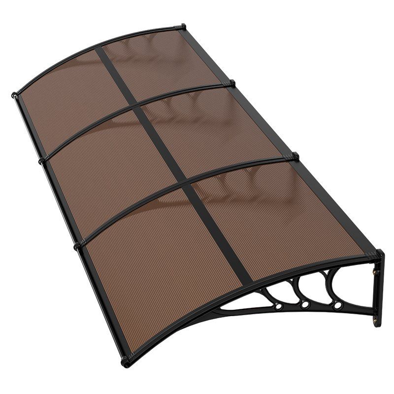Awnings for Door Entrance, 965 x 2957 mm, Exterior Front Door Window Awnings with Drainage & ABS Bracket, Rain Snow Sun Protection, Overhang Polycarbonate Door Canopy for Porch Patio, Brown