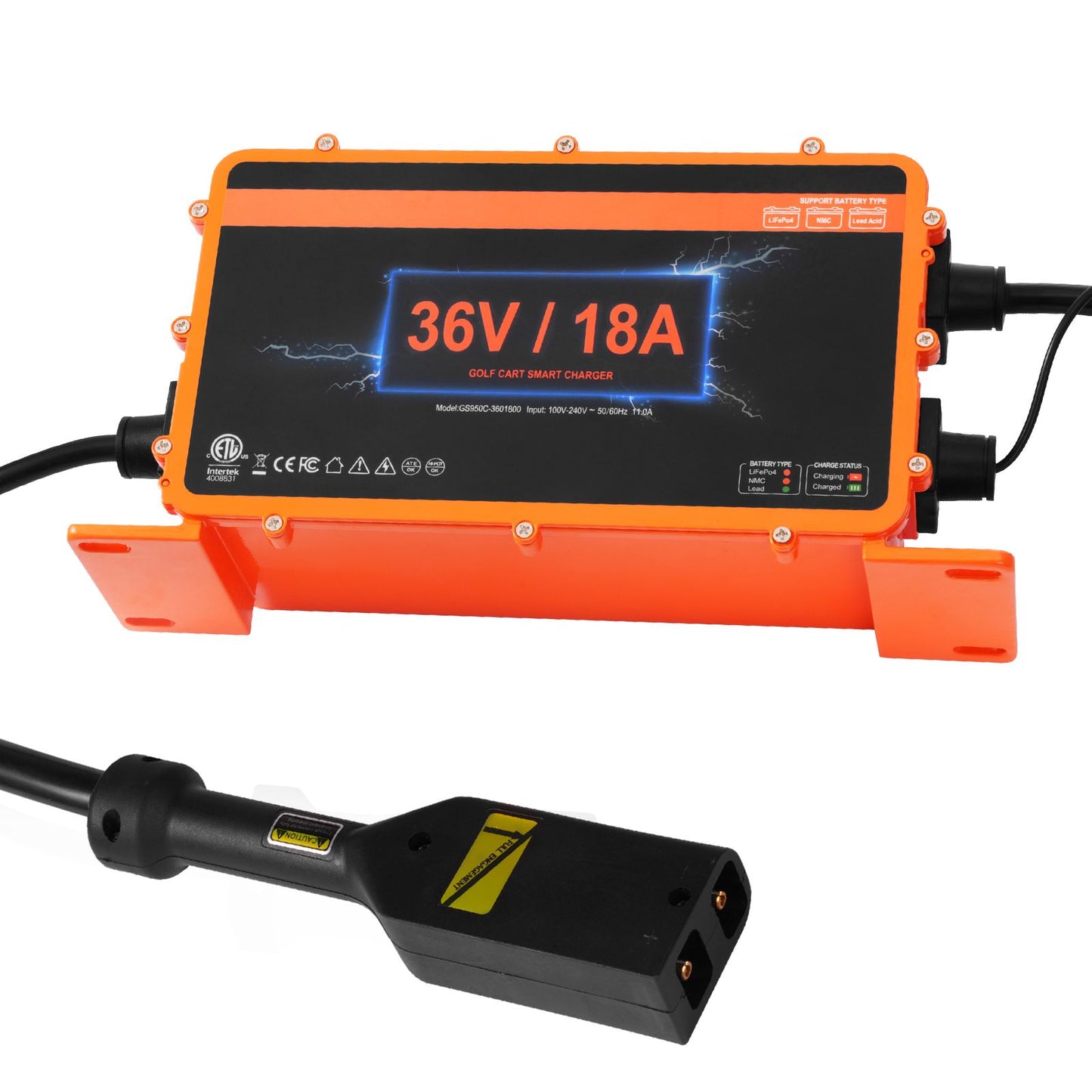 18 AMP Golf Cart Smart Battery Charger for EZGO D-Style IP67 ETL