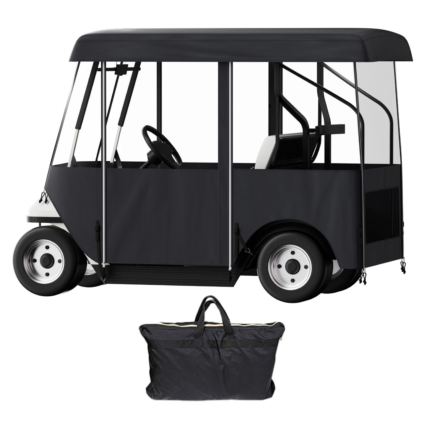 4 Passenger Golf Cart Cover Driving Enclosure Waterproof Roll-up Door