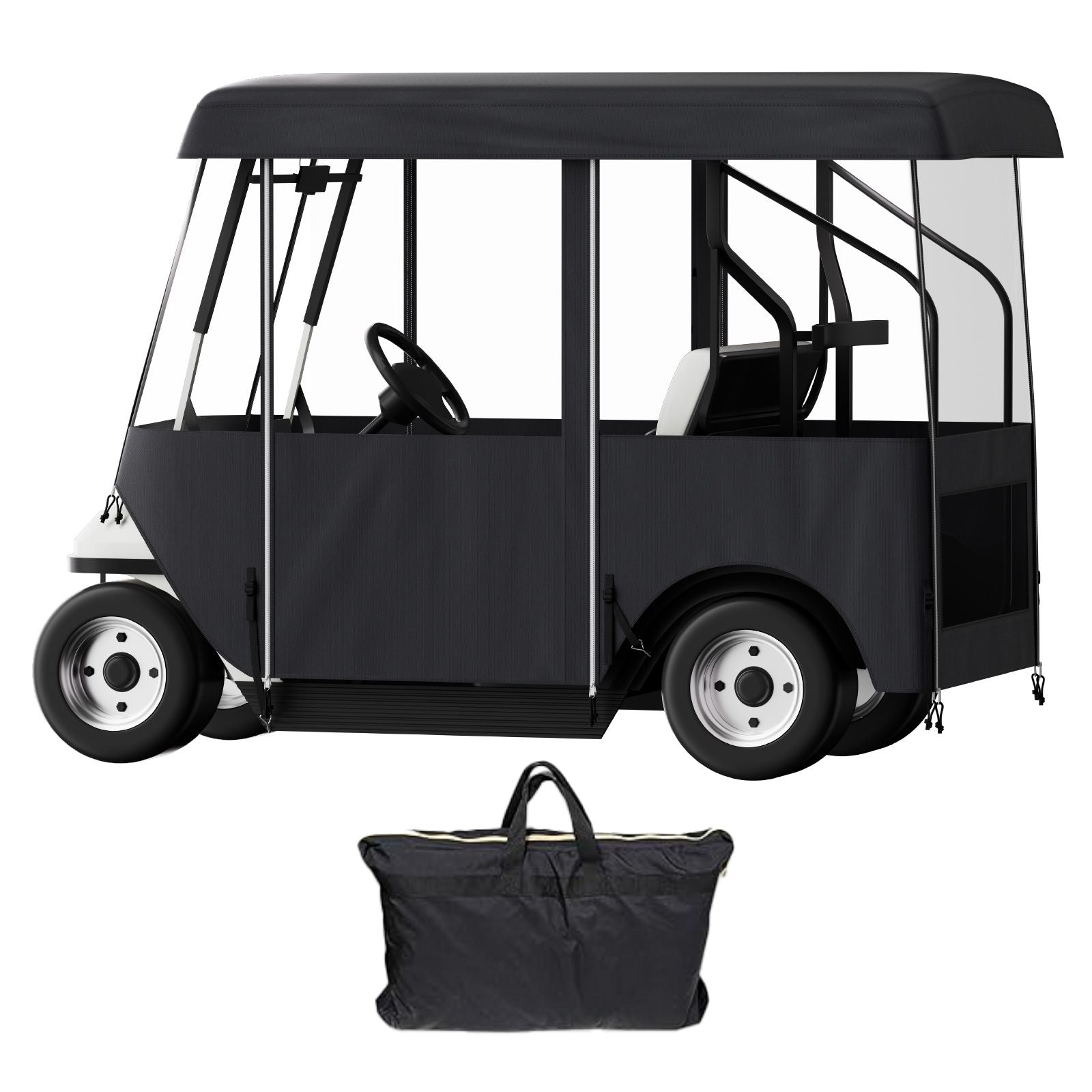 4 Passenger Golf Cart Cover Driving Enclosure Waterproof Roll-up Door