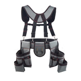Tool Belt, 22 Pockets Tool Pouch with Suspenders for Men, Heavy Duty Adjustable Utility Belt Bag Suspenders for Electrician, Carpenter, Construction, Work Apron Organizer Waist Adjust 81-173 cm