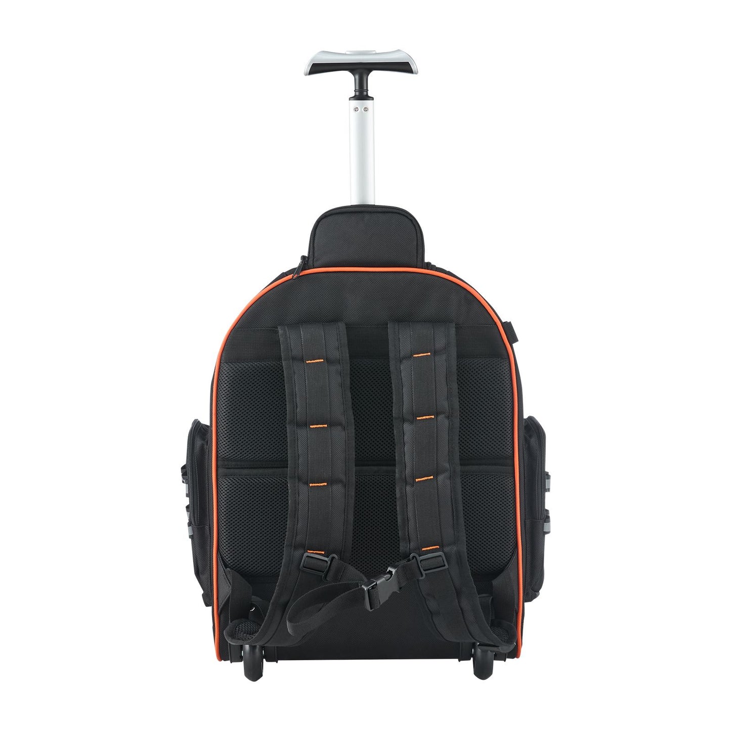 Rolling Tool Backpack, 110 lbs Load Capacity, 45 Pockets Heavy Duty Roller Tool Bag on Wheels, Adjustable Telescoping Handle & Stable Base, Toolbag Organizers for Construction, Mechanic
