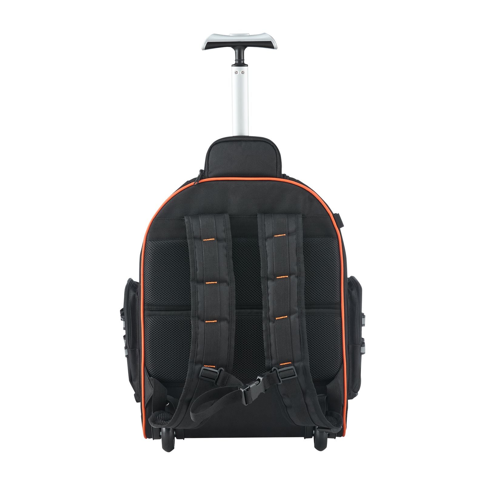 Rolling Tool Backpack, 110 lbs Load Capacity, 45 Pockets Heavy Duty Roller Tool Bag on Wheels, Adjustable Telescoping Handle & Stable Base, Toolbag Organizers for Construction, Mechanic