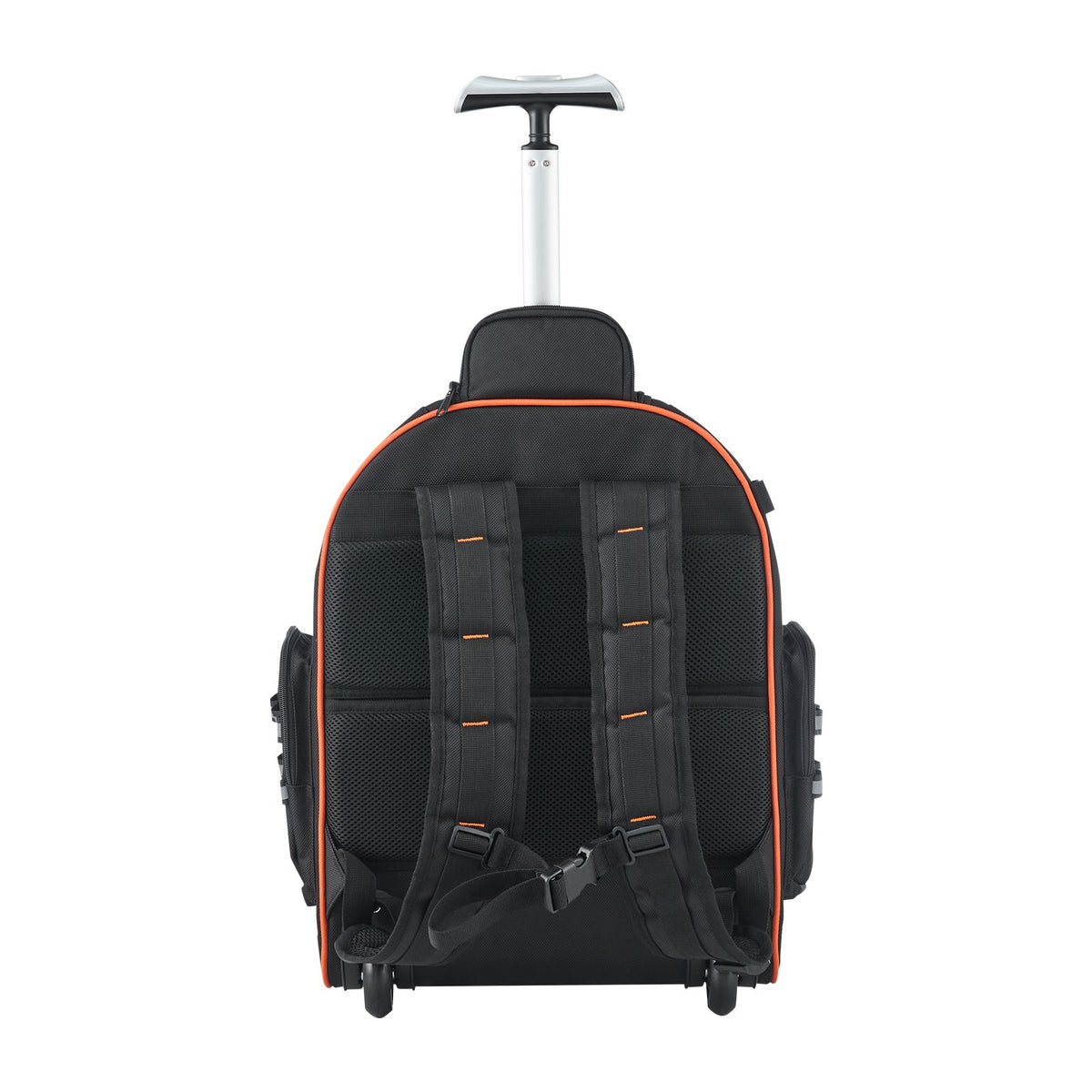 Rolling Tool Backpack, 110 lbs Load Capacity, 45 Pockets Heavy Duty Roller Tool Bag on Wheels, Adjustable Telescoping Handle & Stable Base, Toolbag Organizers for Construction, Mechanic
