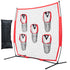 8 x 8 ft Football Trainer Throwing Net, Training Throwing Target Practice Net with 5 Target Pockets, Knotless Net Includes Bow Frame and Portable Carry Case, Improve QB Throwing Accuracy, Red