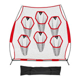 2438.4x2438.4mm Football Trainer Throwing Net, Training Throwing Target Practice Net with 6 Target Pockets, Knotless Net Includes Straps and Portable Carry Case, Improve QB Throwing Accuracy,Red