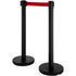 Stanchion Post Barriers 4-Set Line Dividers, Stainless Steel Stanchions with 6.6 Black Retractable Belts, Stanchions with One Sign Frame, 34.6 Queue Safety Stanchions (Balck)