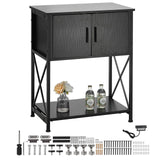 Aquarium Stand, 20 Gallon Fish Tank Stand, 25.6 x 16.5 x 31.9 in Steel and MDF Turtle Tank Stand, 167.6 lbs Load Capacity, Reptile Tank Stand with Storage Cabinet and Embedded Power Panel, Black