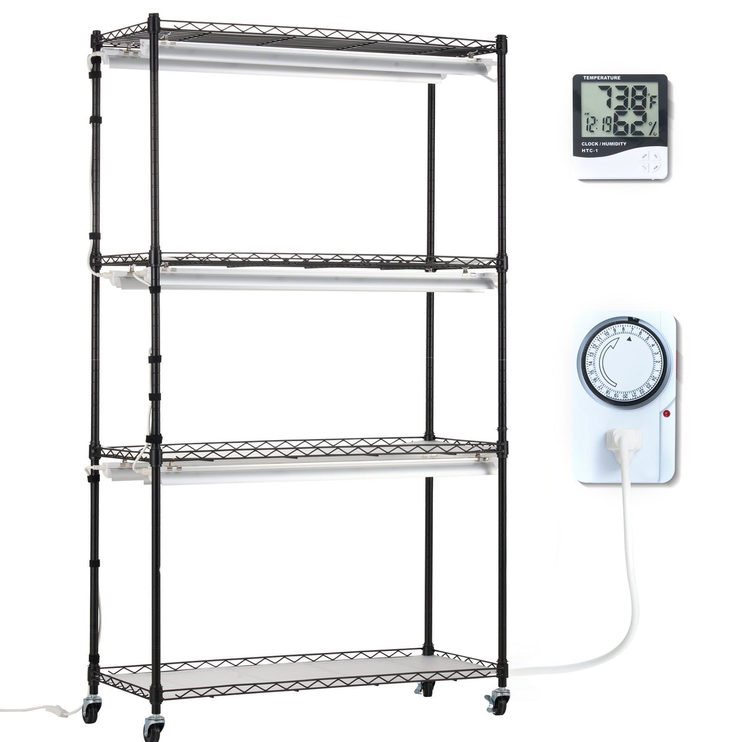Plant Stand with Grow Lights 4 Tiers 180W 150 cm Tall Plant Grow Shelf