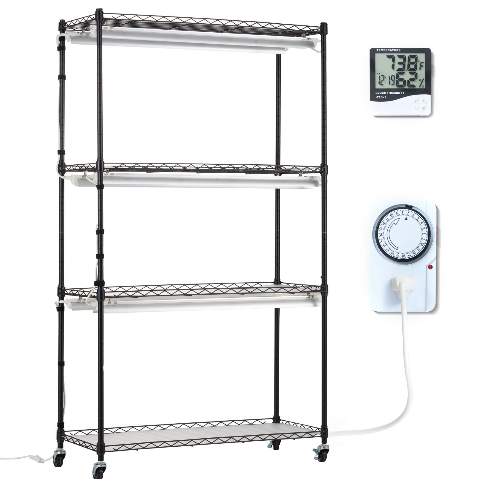 Plant Stand with Grow Lights 4 Tiers 180W 150 cm Tall Plant Grow Shelf