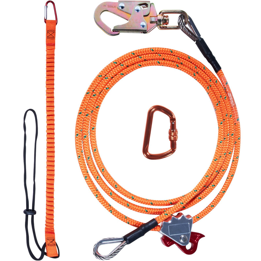 VEVOR Steel Core flipline, 1/2" x 8' Arborist Flipline, Flip Line for Tree Climbing with Alloy Steel Snap Hook, Aluminum Alloy Carabiner and Extra Tool Lanyard, for Arborist, Tree Climbers