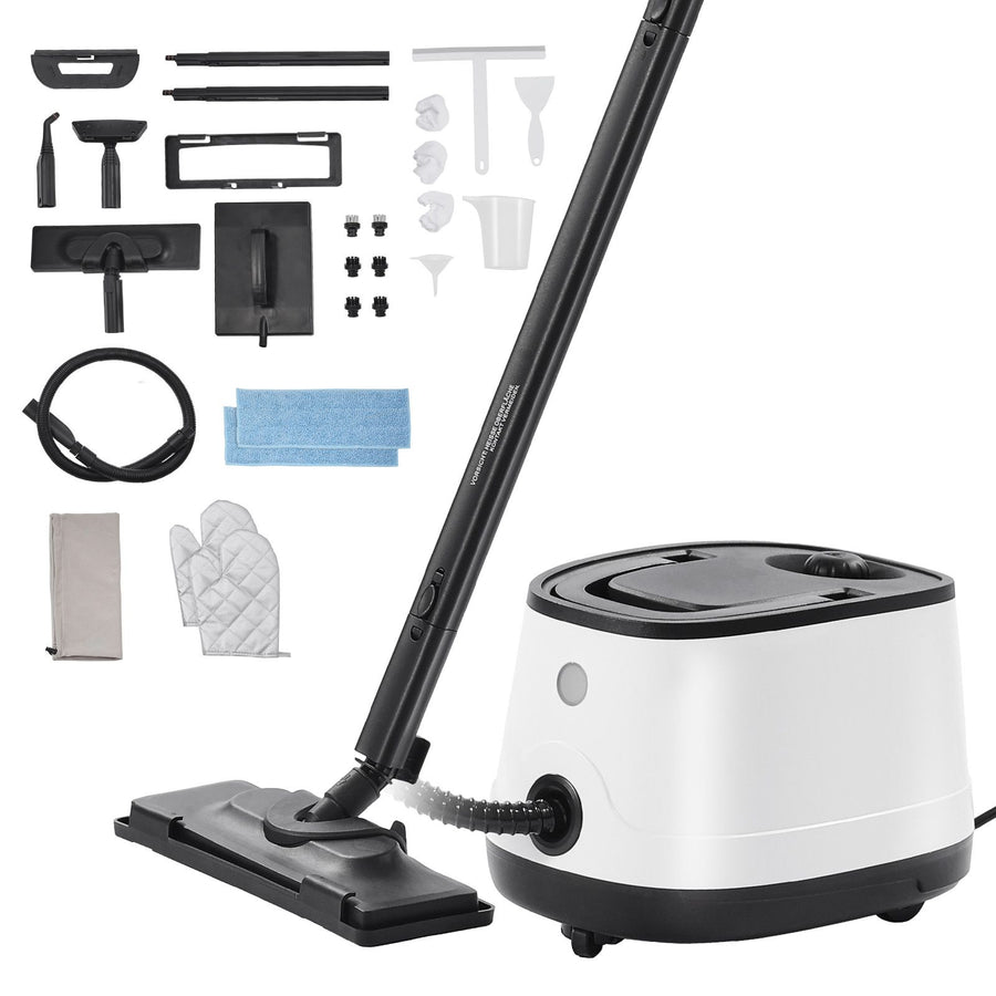 Steam Cleaner, Multipurpose Powerful Steamer with 27 Accessories, Steamer Cleaing with Extra-Long Power Cord, 1.5 L Tank and Portable Handle, for Grout, Tile, Floors, Appliances, Home & Car