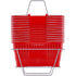 Shopping Basket, Set of 12, 21L Durable Plastic Grocery Basket with Metal Handle and Stand, 425 x 305 x 218 mm Portable Shop Basket Bulk Used for Retail Store Supermarket Grocery Shopping, Red