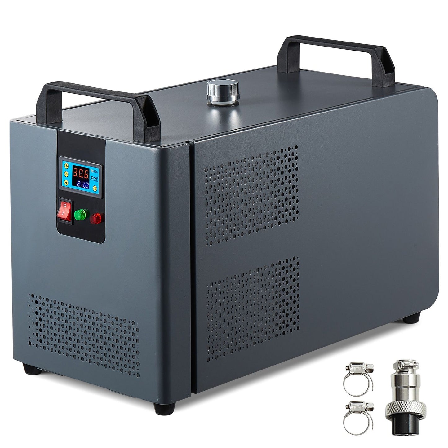 Industrial Water Chiller, KH-6000, 200W Industrial Water Cooler Cooling System with Compressor 12 L Water Tank Capacity 7.8 L/min Max Flow Rate, for CO2 Laser Engraving Machine Cooling Machine
