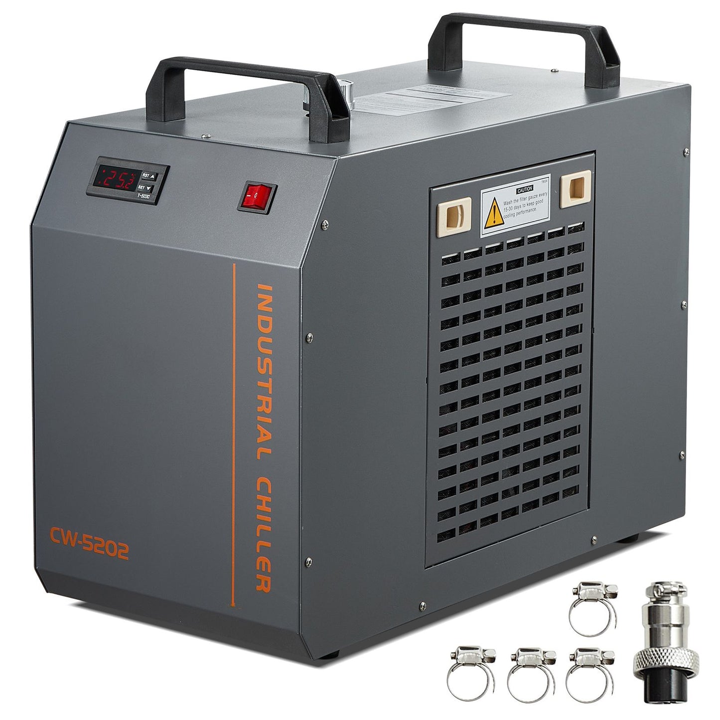 Industrial Water Chiller, CW-5202, Industrial Water Cooler Cooling System with Built-in Compressor 7L Water Tank Capacity 18 L/min Max Flow Rate, for CO2 Laser Engraving Machine Cooling Machine