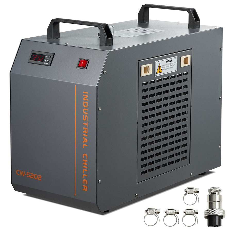Industrial Water Chiller, CW-5202, Industrial Water Cooler Cooling System with Built-in Compressor 7L Water Tank Capacity 18 L/min Max Flow Rate, for CO2 Laser Engraving Machine Cooling Machine