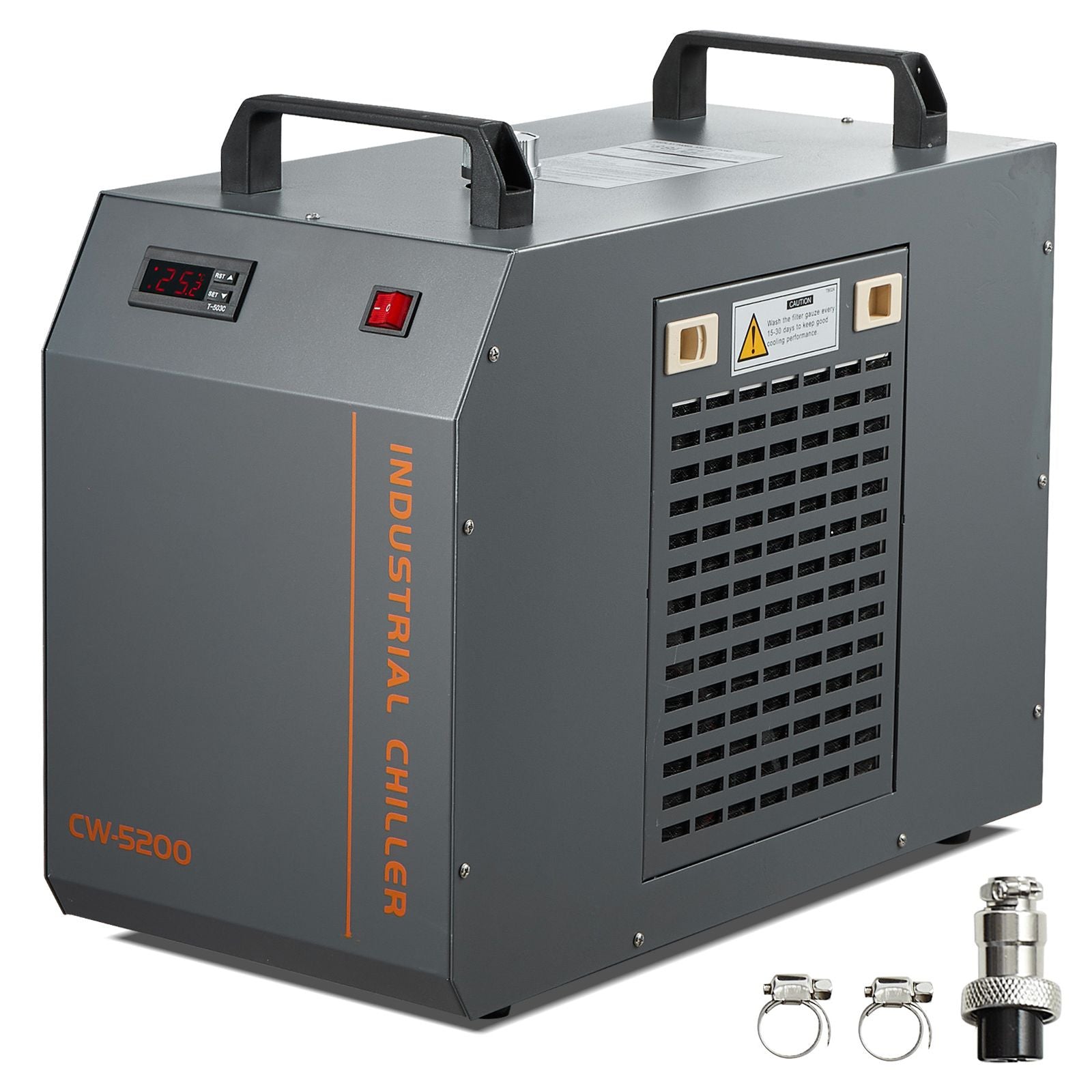 Industrial Water Chiller, CW-5200, Industrial Water Cooler Cooling System with Built-in Compressor 7L Water Tank Capacity 13 L/min Max Flow Rate, for CO2 Laser Engraving Machine Cooling Machine