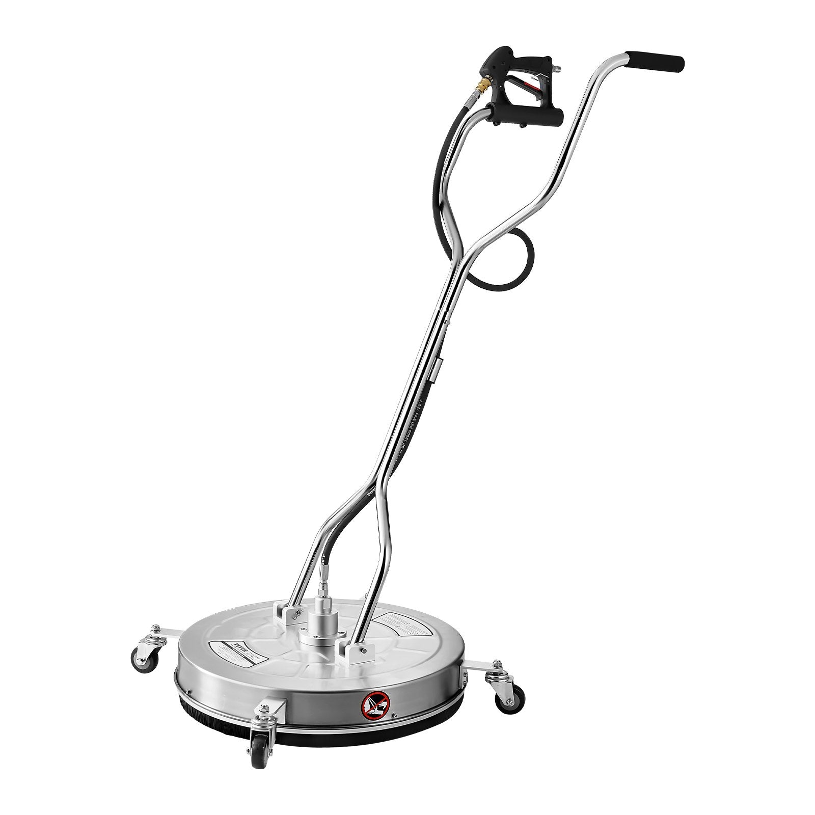 24" Pressure Washer Surface Cleaner, Stainless Steel Pressure Washer Attachments with 4 Wheels, 4000 Max PSI, 3/8 Quick Connector, 2 Spray Nozzles, Dual Handle, for Concrete, Patio, Sidewalk