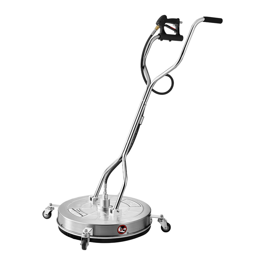 24" Pressure Washer Surface Cleaner, Stainless Steel Pressure Washer Attachments with 4 Wheels, 4000 Max PSI, 3/8 Quick Connector, 2 Spray Nozzles, Dual Handle, for Concrete, Patio, Sidewalk