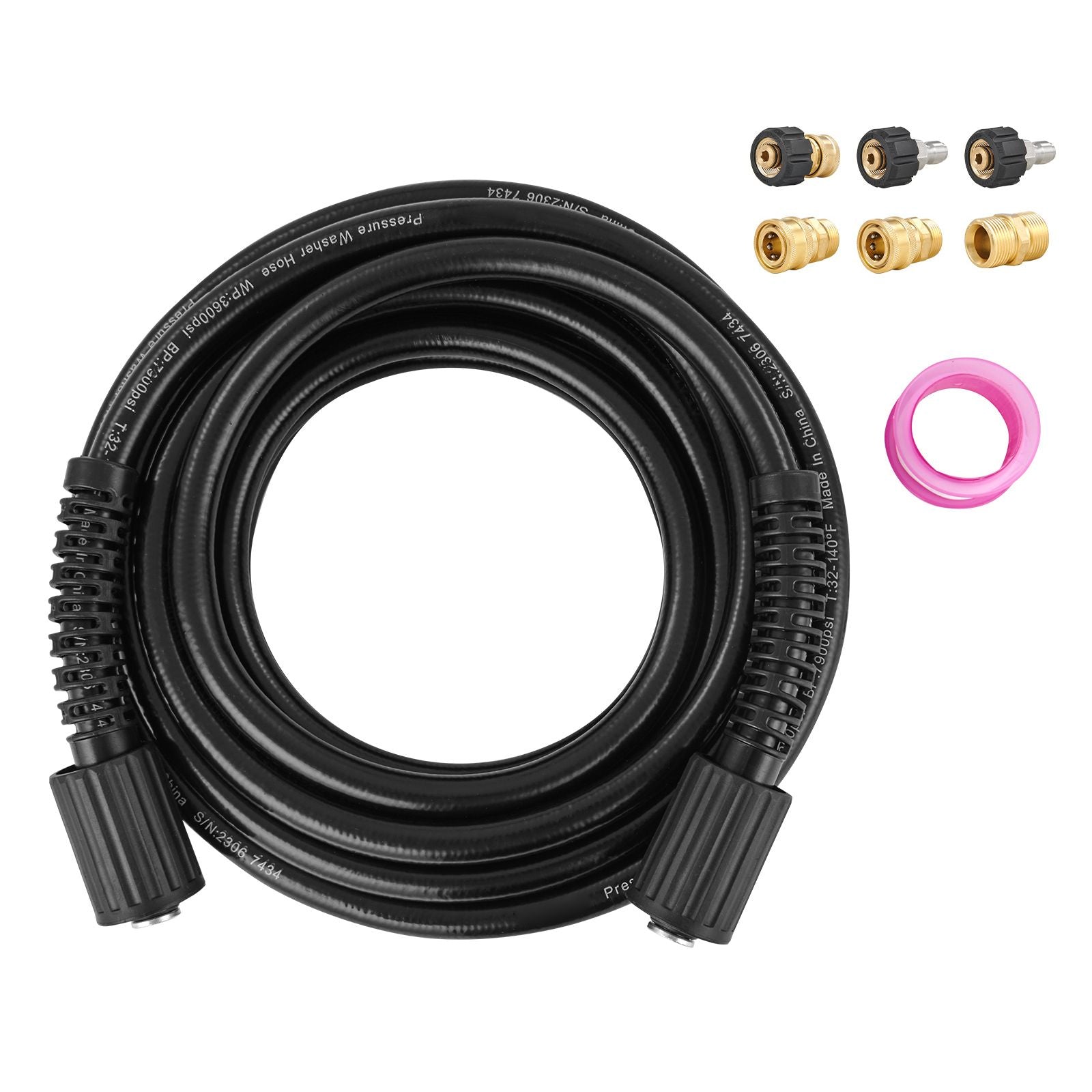 Pressure Washer Hose, 100FT, 1/4" Kink Free M22-14mm Brass Thread Replacement For Most Brand Pressure Washers, 3/4'' Bending Radius, 4200 PSI Heavy Duty Power Washer Extension Replacement Hose