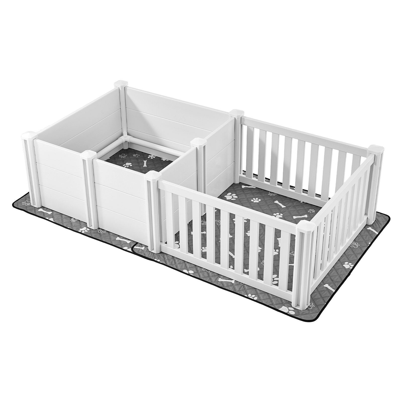 Dog Whelping Box, 1.86x0.97x0.5 m, Plastic Dog Whelping Pen with Adjustable Height Door, Puppy Playpen with Waterproof Pee Pad, Easy to Clean, Durable Indoor Pet Birth Kit for Medium Sized Dogs