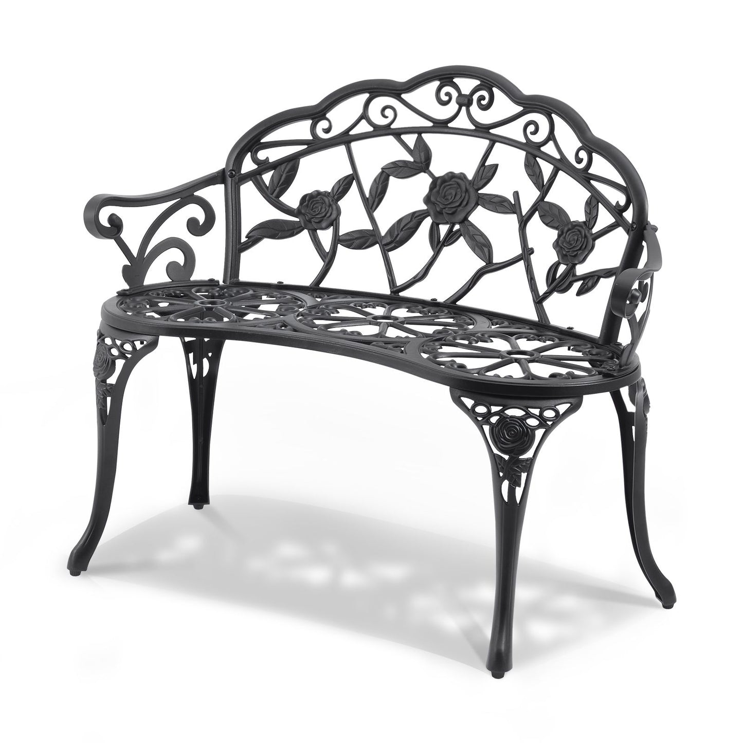 Outdoor Bench, 38.8 inches Metal Garden Bench for Outdoors, 480 lbs Load Capacity Bench, Outdoor Garden Park Bench with Backrest and Armrests, Patio Bench for Garden, Park, Yard, Front Porch