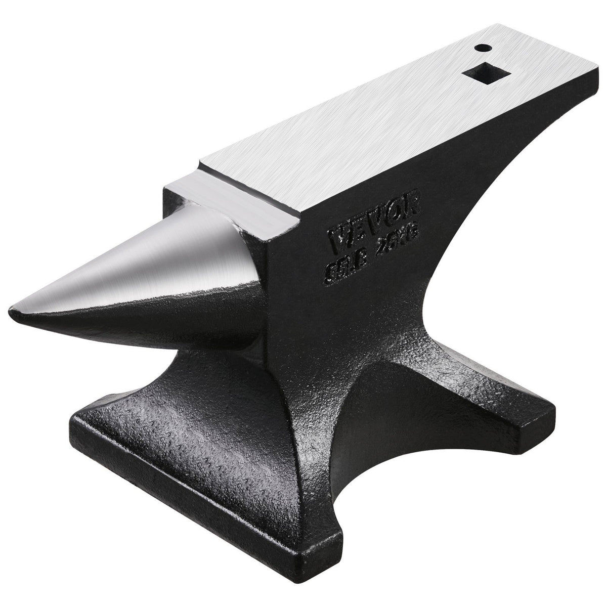 Single Horn Anvil, 55lbs Cast Steel Anvil, High Hardness Rugged Round Horn Anvil for Blacksmiths, with Large Countertop and Stable Base, Metal Working Tool for Metal Bending, Shaping, Twisting