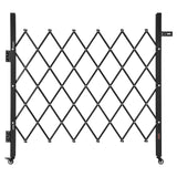 Single Folding Security Gate, Lockable Scissor Gate with 360 degree Swivel Casters, Outdoor Barricade Steel Retractable Gates, for Entry Security, Garage, Warehouse & Pool, 1100 x 1310 mm (W x H)