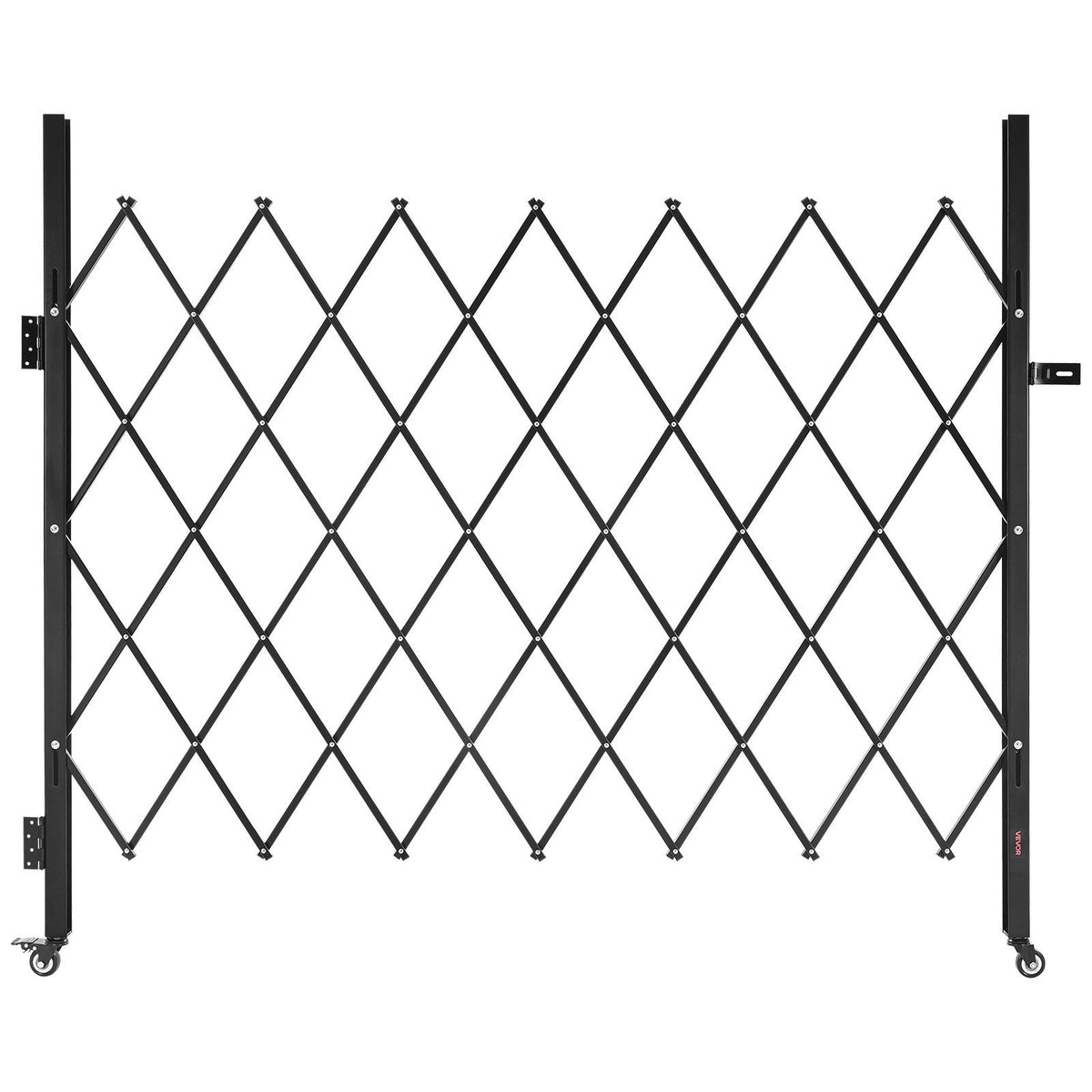 Single Folding Security Gate, Lockable Scissor Gate with 360 degree Swivel Casters, Outdoor Barricade Steel Retractable Gates, for Entry Security, Garage, Warehouse & Pool, 1800 x 1610 mm (W x H)