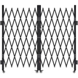 Double Folding Security Gate, Lockable Scissor Gate with 360 degree Swivel Casters, Outdoor Barricade Steel Retractable Gates, for Entry Security, Garage, Warehouse & Pool, 3200 x 1605 mm in (W x H)