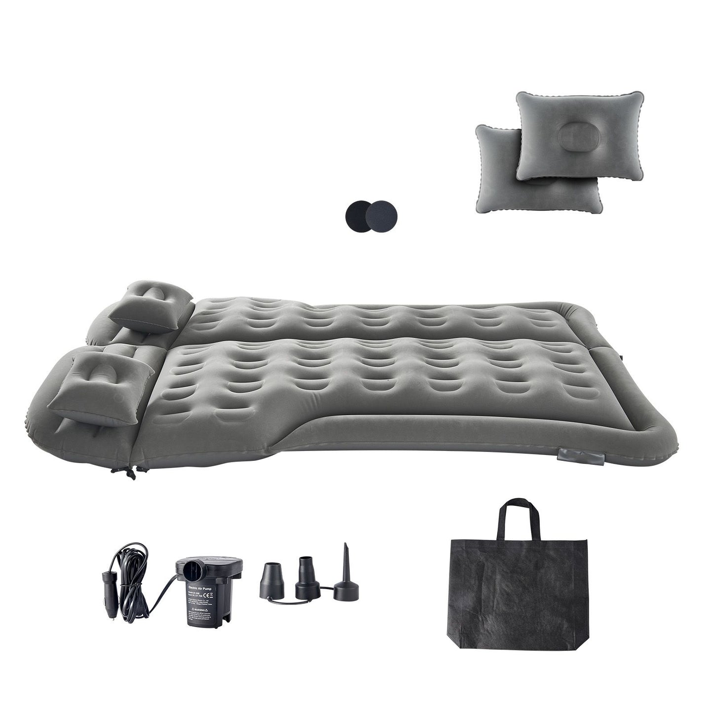 Car Air Mattress, Inflatable Car Camping Mattress, Flocking Thickened Travel Beds, Comfortable and Durable Portable Sleeping Pad with Air Pump, Nozzle, Carry Bag, Fits Most SUV MPV Sedan, Gray