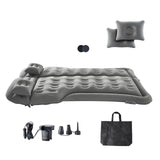 Car Air Mattress, Inflatable Car Camping Mattress, Flocking Thickened Travel Beds, Comfortable and Durable Portable Sleeping Pad with Air Pump, Nozzle, Carry Bag, Fits Most SUV MPV Sedan, Gray