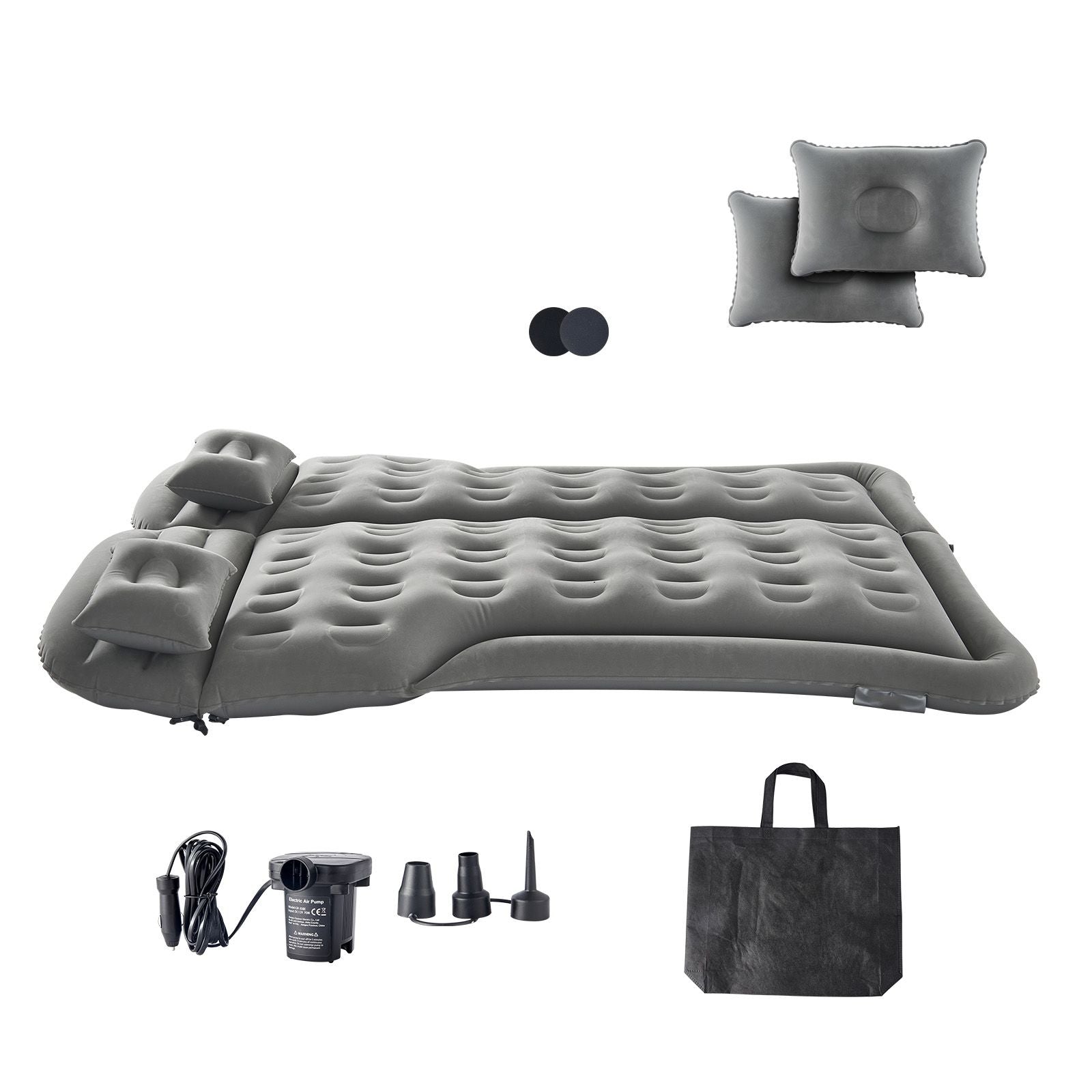 Car Air Mattress, Inflatable Car Camping Mattress, Flocking Thickened Travel Beds, Comfortable and Durable Portable Sleeping Pad with Air Pump, Nozzle, Carry Bag, Fits Most SUV MPV Sedan, Gray