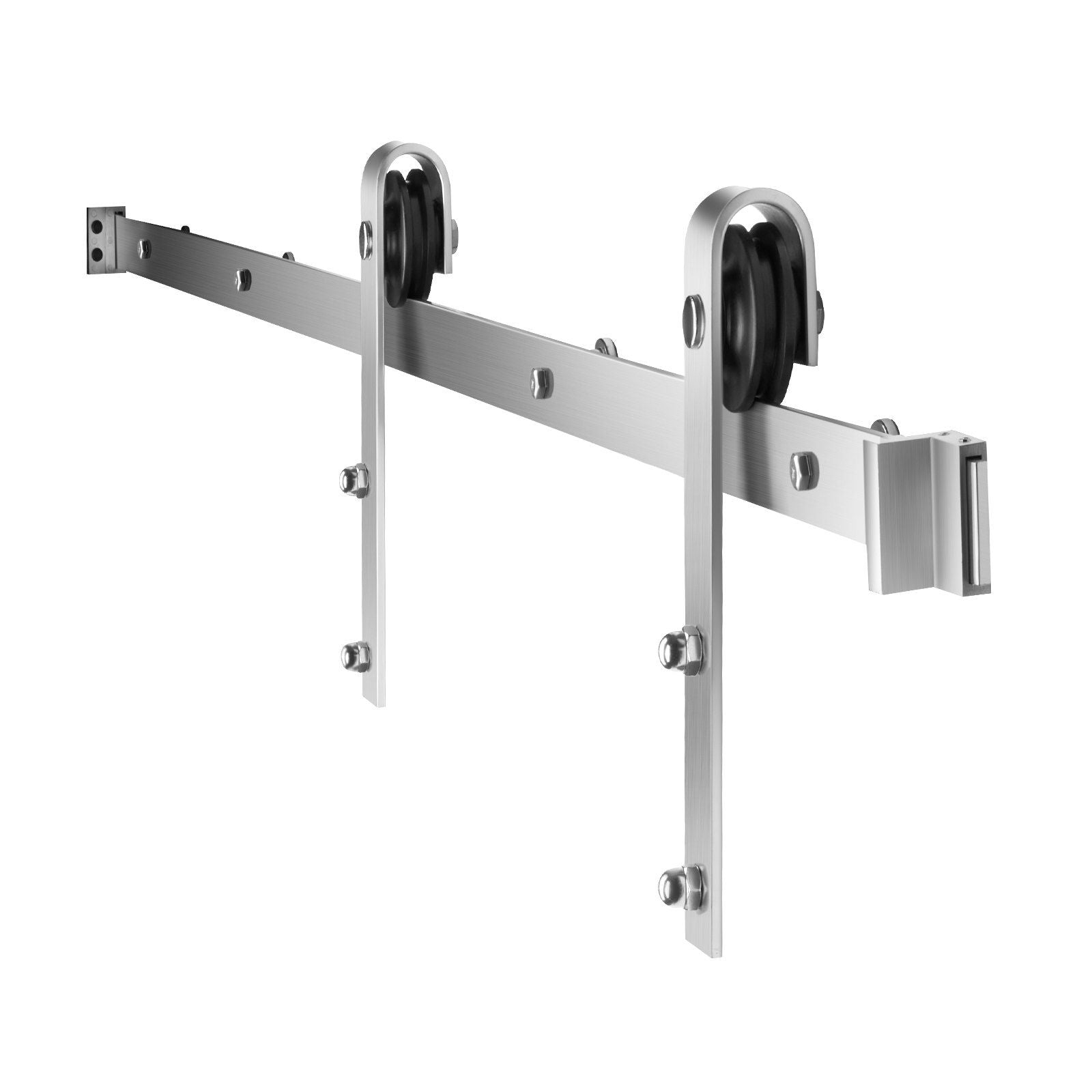 5FT Sliding Barn Door Hardware Kit, 330 LBS Weight Capacity, Compatible with 30 Inches Max Width & 1-3/8 to 1-3/4 Inches Thickness Single Sliding Barn Door, Durable Track & J-shape Roller Silver