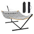 Two Person Hammock with Stand Included, Double Hammock with Curved Spreader Bar and Detachable Pillow and Portable Carrying Bag, Perfect for Outdoor Freestanding Hammock, 480lb Capacity