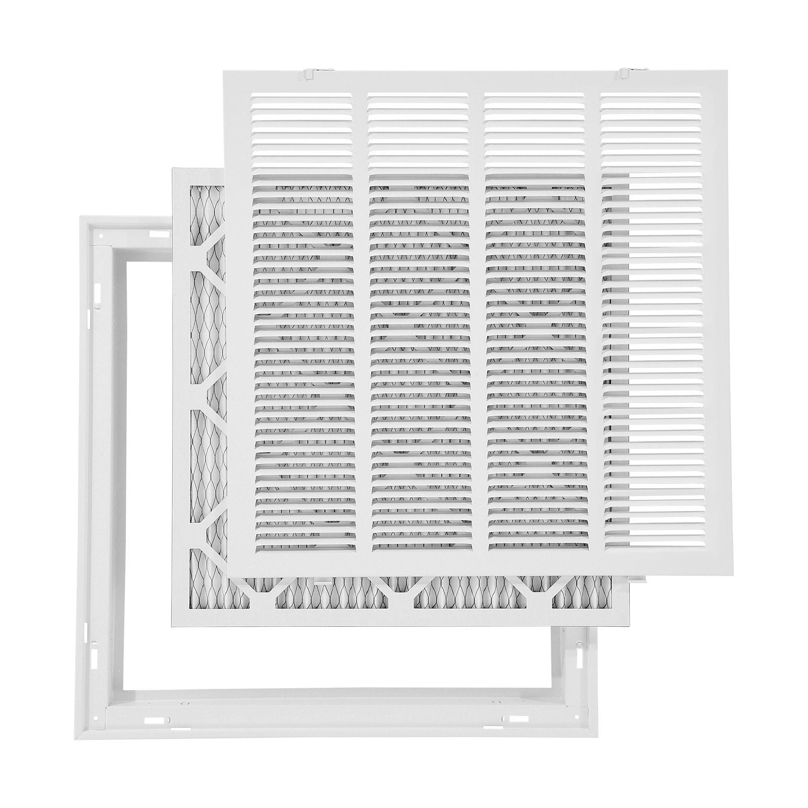 Return Air Filter Grille, Fits W50.5 x H50.5cm Duct Opening Size, Filter Included, Return Air Vent Cover for Wall, Powder-Coated Steel Return Air Grill Detachable Face/Door for 1 inch Filters