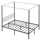 Full Size Canopy Bed Frame, Metal Canopy Bed with Four Posters Design, Heavy Duty Steel Slats Support, Underbed Storage Space, No Box Spring Needed, Easy Assembly, Black