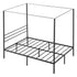 Full Size Canopy Bed Frame, Metal Canopy Bed with Four Posters Design, Heavy Duty Steel Slats Support, Underbed Storage Space, No Box Spring Needed, Easy Assembly, Black