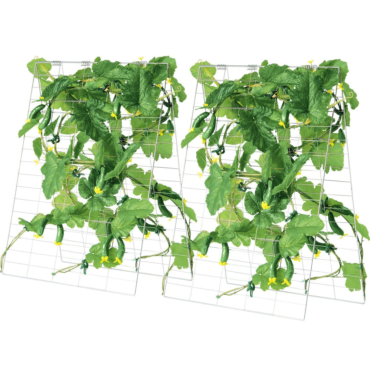 Cucumber Trellis for Climbing Plants, 35" x 55" Foldable Cucumber Trellis Set with Plant Clips, Metal Garden Trellis for Raised Bed, Outdoor Plant Grow Support for Tomato, Squash, Vegetable