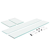 Glass Wind Guard for Rectangular Fire Pit Table 773 x 367 x 191 mm, 8mm Thick and Sturdy Tempered Glass Panel with Hard Aluminum Corner Bracket & Rubber Feet, Easy to Assemble