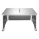 Fire Pit Heat Deflector, 645x645x370 mm Square Outdoor Burner Cover, Stainless Steel Bonfire Camping Wood Burning, Push Heat Down and Out with 4 Foldable Legs & Carrying Handle