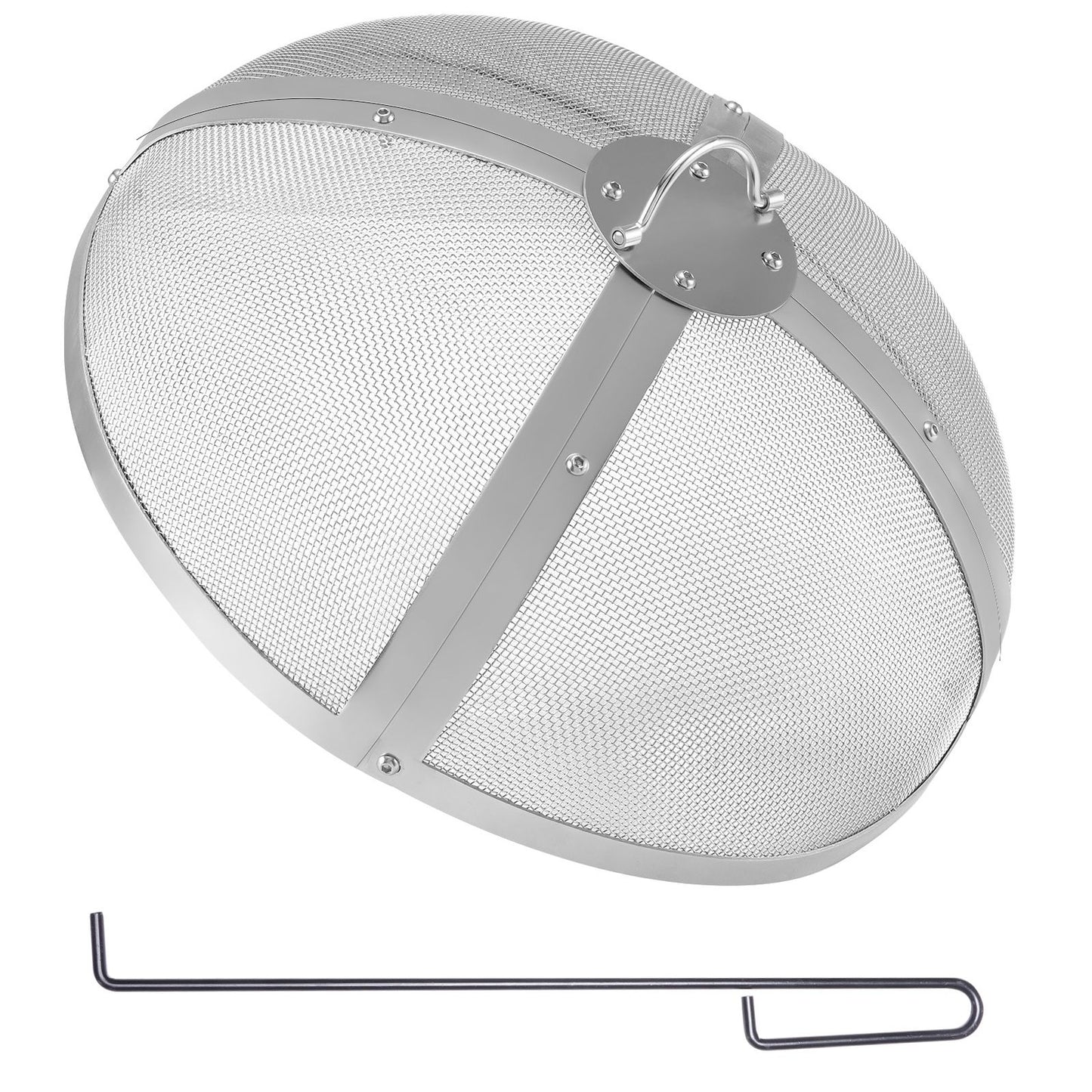 Fire Pit Spark Screen Round 27", Reinforced Heavy Duty Steel Metal Cover, Outdoor Firepit Lid, Easy-Opening Top Screen Covers Round with Ring Handle for Outdoor Patio Fire Pits Backyard