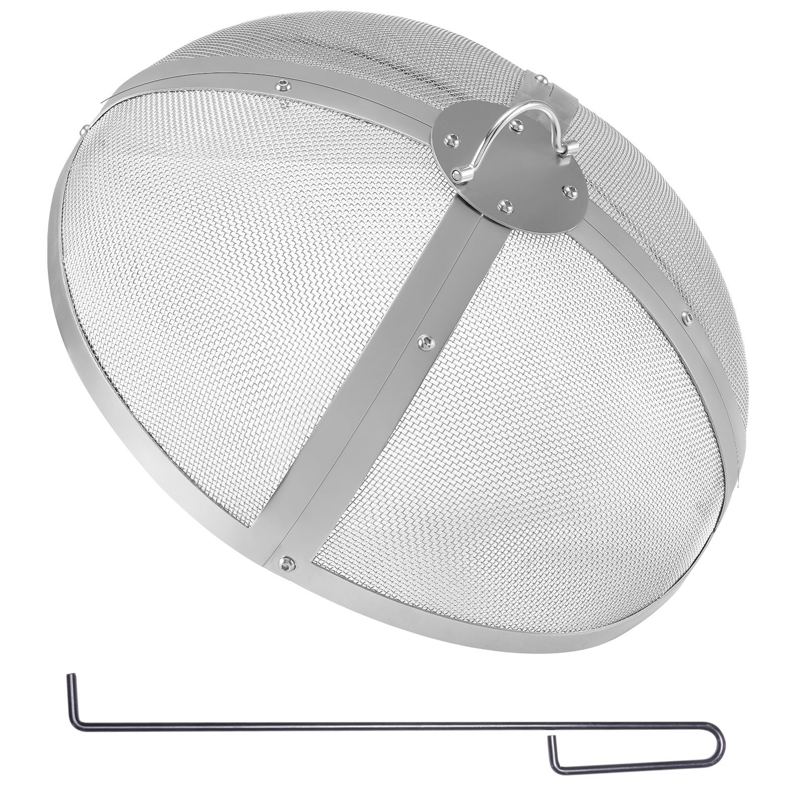 Fire Pit Spark Screen Round 27", Reinforced Heavy Duty Steel Metal Cover, Outdoor Firepit Lid, Easy-Opening Top Screen Covers Round with Ring Handle for Outdoor Patio Fire Pits Backyard