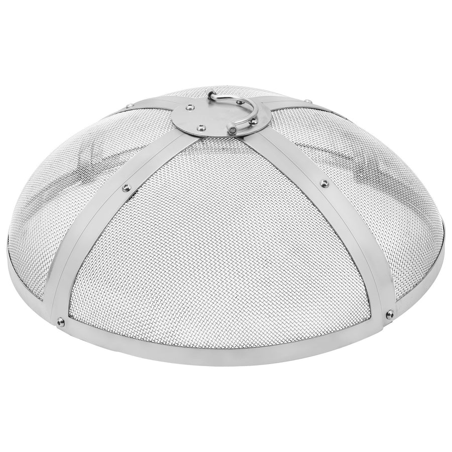 VEVOR Fire Pit Spark Screen Round 27", Reinforced Heavy Duty Steel Metal Cover, Outdoor Firepit Lid, Easy-Opening Top Screen Covers Round with Ring Handle for Outdoor Patio Fire Pits Backyard